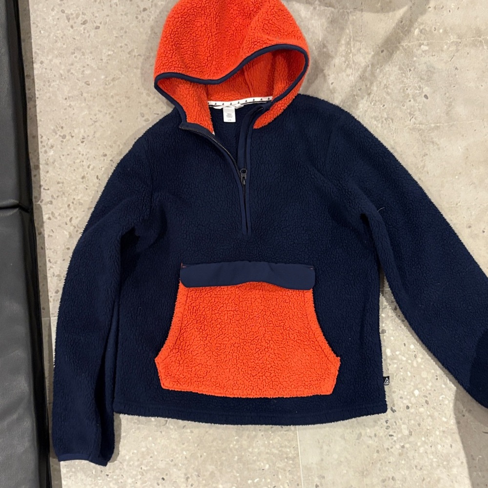 Cozy Navy and Orange Kids Fleece Hoodie